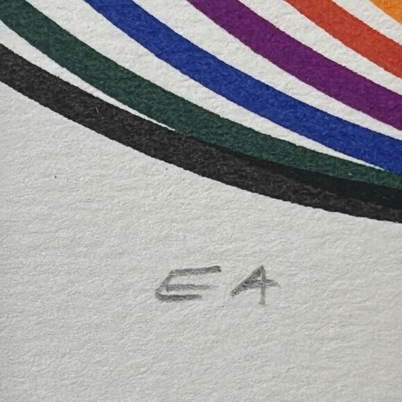 Yaacov Agam Lim Ed Signed Serigraph Print #d rainbow swirls line work multicolor - Picture 3 of 9